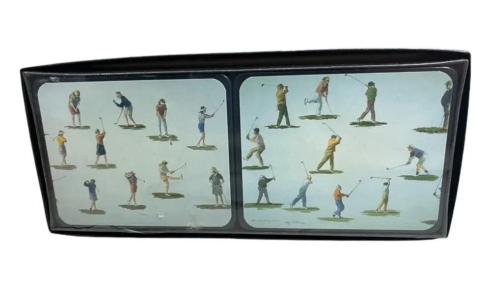 NIB Lady Clare Harlequin Collection London England Golf Coasters Father's Day